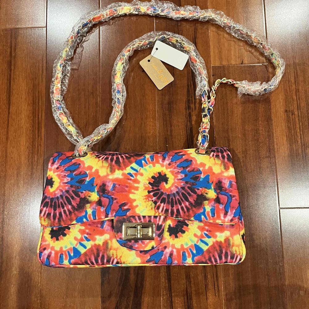 Tie Dye Handbag Purse Bag Boutique Fashion Shoulder Chain Strap Statement New